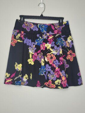 Y2k Candies black bright floral mini flirty skater skirt size 3